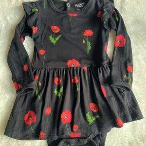 Kyte BABY Long sleeve bodysuit dress in Poppy Floral Print ~ 12-18 months